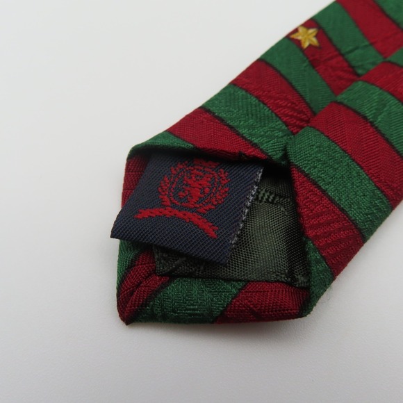 Tommy Hilfiger Tie Silk Red Green Blue 4" Wide 57" Long Two Toned - Picture 7 of 8